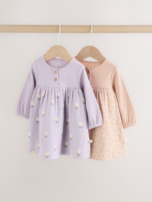 Purple/Pink Baby Woven Dress 2 Pack (0mths-3yrs) image 1