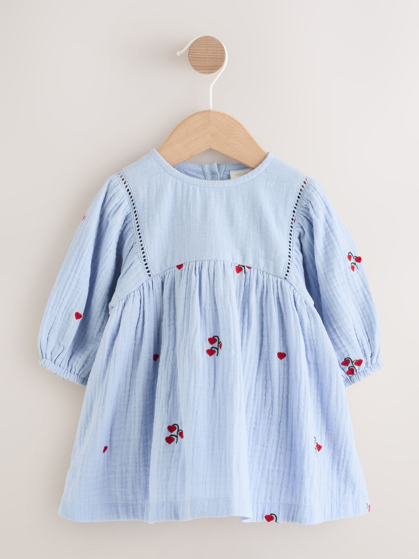 Blue/Red Baby Long Sleeve Embroidered Dress (0mths-2yrs) image 1