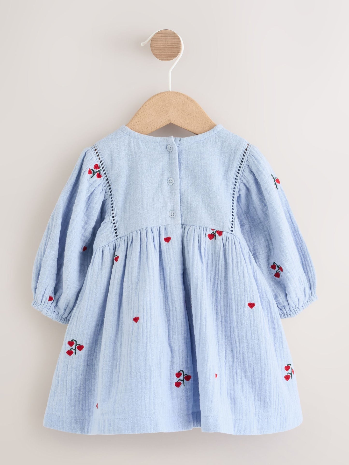 Blue/Red Baby Long Sleeve Embroidered Dress (0mths-2yrs) image 5