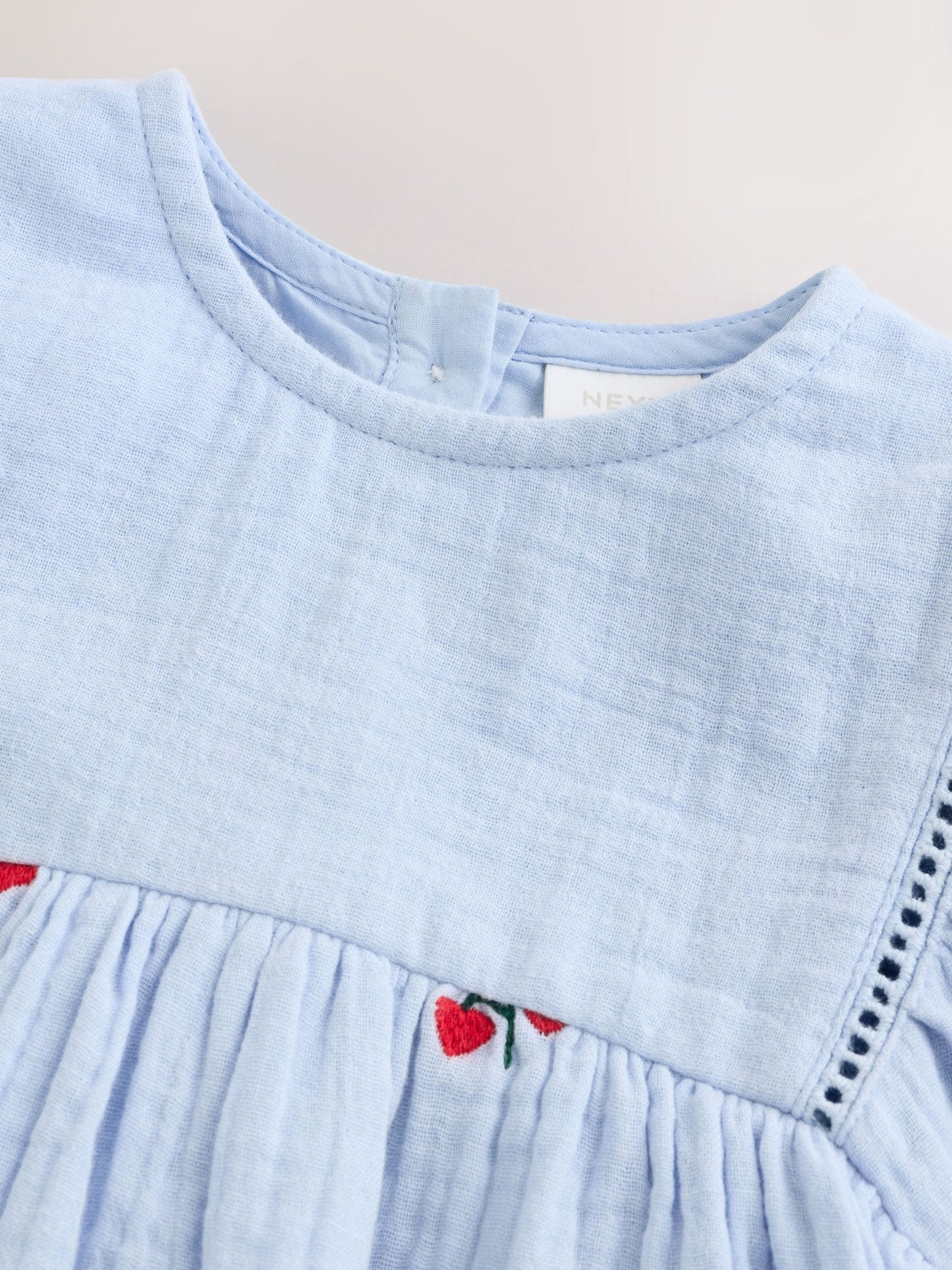 Blue/Red Baby Long Sleeve Embroidered Dress (0mths-2yrs) image 7