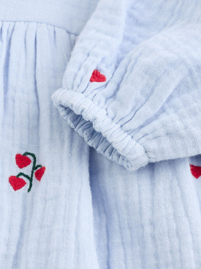 Blue/Red Baby Long Sleeve Embroidered Dress (0mths-2yrs) image 8