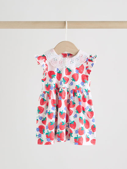 White Strawberry Baby Short Sleeve Dresse 2 Pack (0mths-3yrs) image 4
