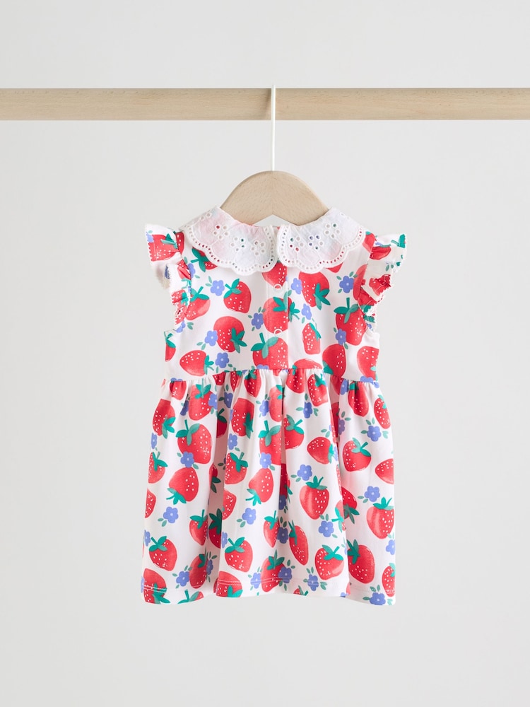 White Strawberry Baby Short Sleeve Dress 2 Pack (0mths-3yrs)