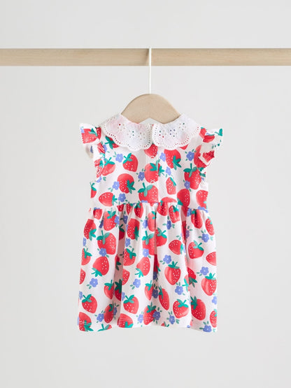 White Strawberry Baby Short Sleeve Dress 2 Pack (0mths-3yrs)
