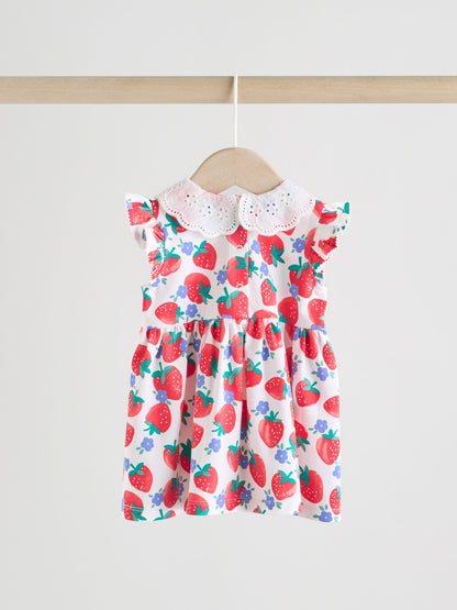 White Strawberry Baby Short Sleeve Dresse 2 Pack (0mths-3yrs) image 5