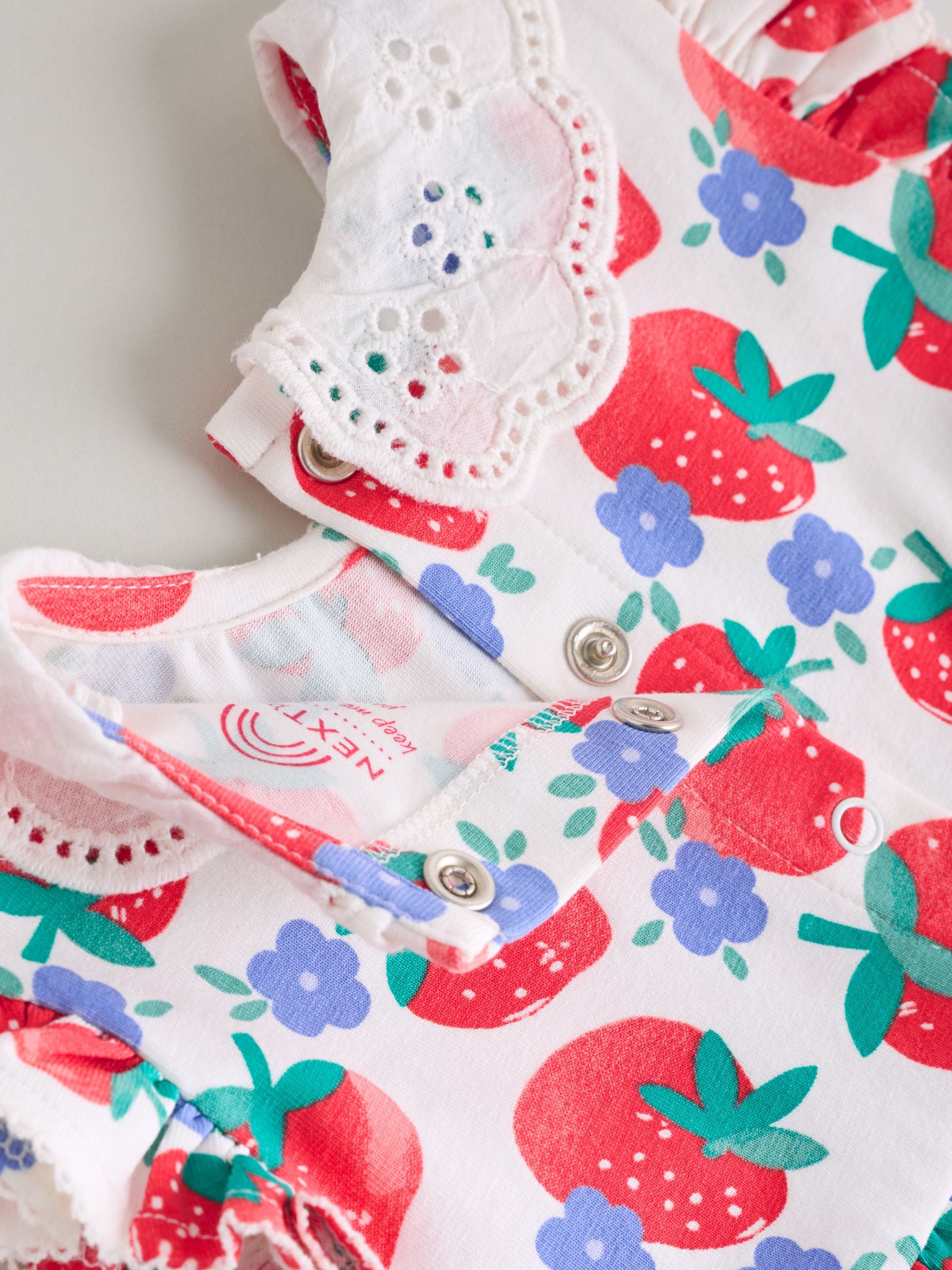 White Strawberry Baby Short Sleeve Dresse 2 Pack (0mths-3yrs) image 9