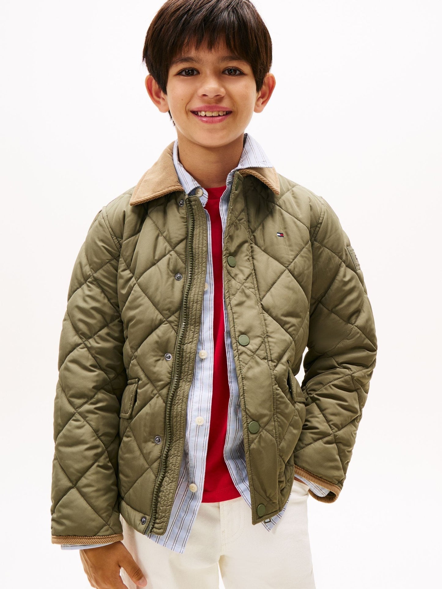 Dsiney Kidz - Tommy Hilfiger Green Contrast Collar Quilted Relaxed Jacket image 1