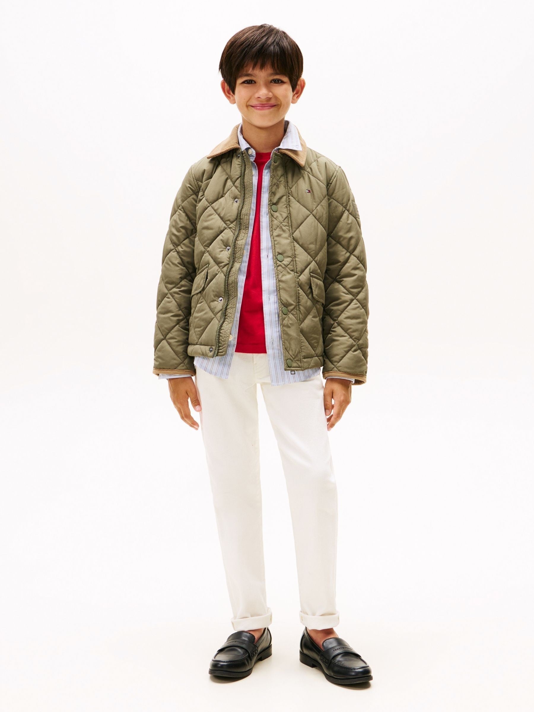 Dsiney Kidz - Tommy Hilfiger Green Contrast Collar Quilted Relaxed Jacket image 2