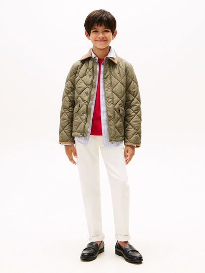 Dsiney Kidz - Tommy Hilfiger Green Contrast Collar Quilted Relaxed Jacket image 2