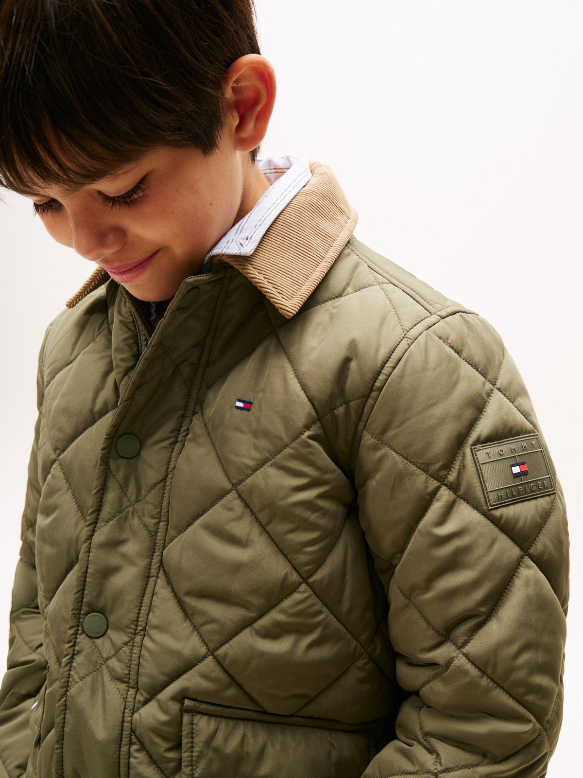 Dsiney Kidz - Tommy Hilfiger Green Contrast Collar Quilted Relaxed Jacket image 3