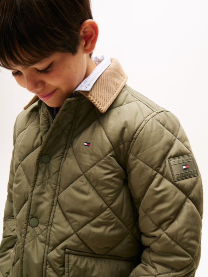 Dsiney Kidz - Tommy Hilfiger Green Contrast Collar Quilted Relaxed Jacket image 3
