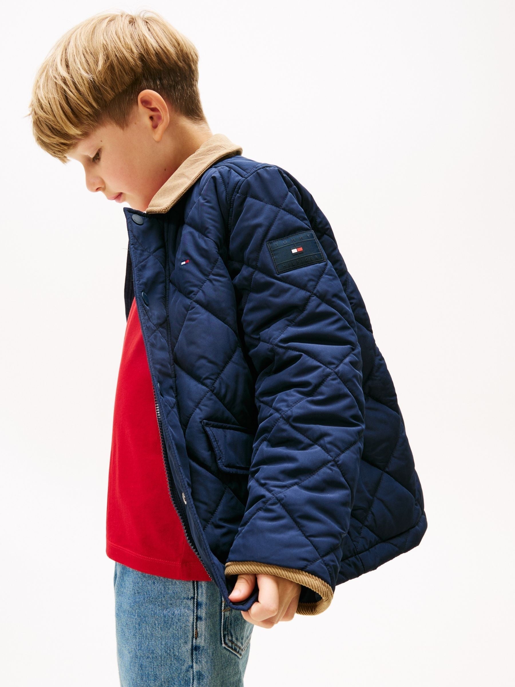 Dsiney Kidz - Tommy Hilfiger Blue Contrast Collar Quilted Relaxed Jacket image 4