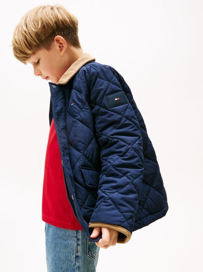 Dsiney Kidz - Tommy Hilfiger Blue Contrast Collar Quilted Relaxed Jacket image 4