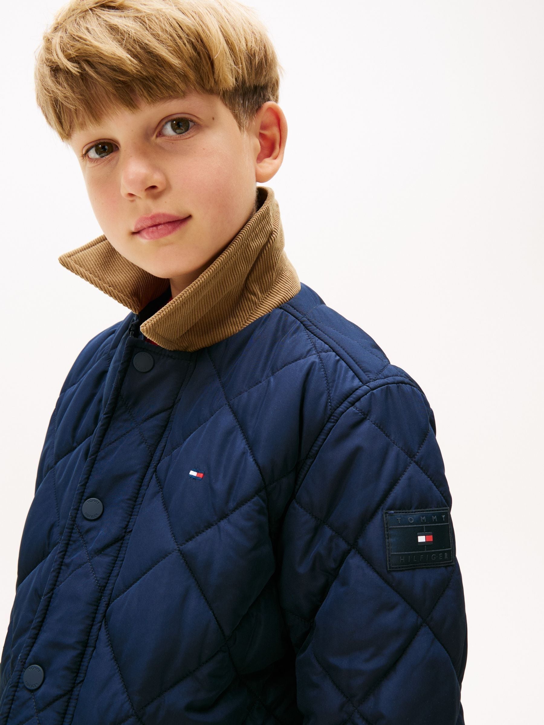 Dsiney Kidz - Tommy Hilfiger Blue Contrast Collar Quilted Relaxed Jacket image 5
