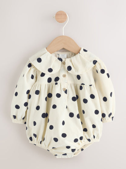 Cream/Charcoal Polka Dot Baby Bloomer Rompers Set 2 Piece with Tights (0mths-3yrs) image 7