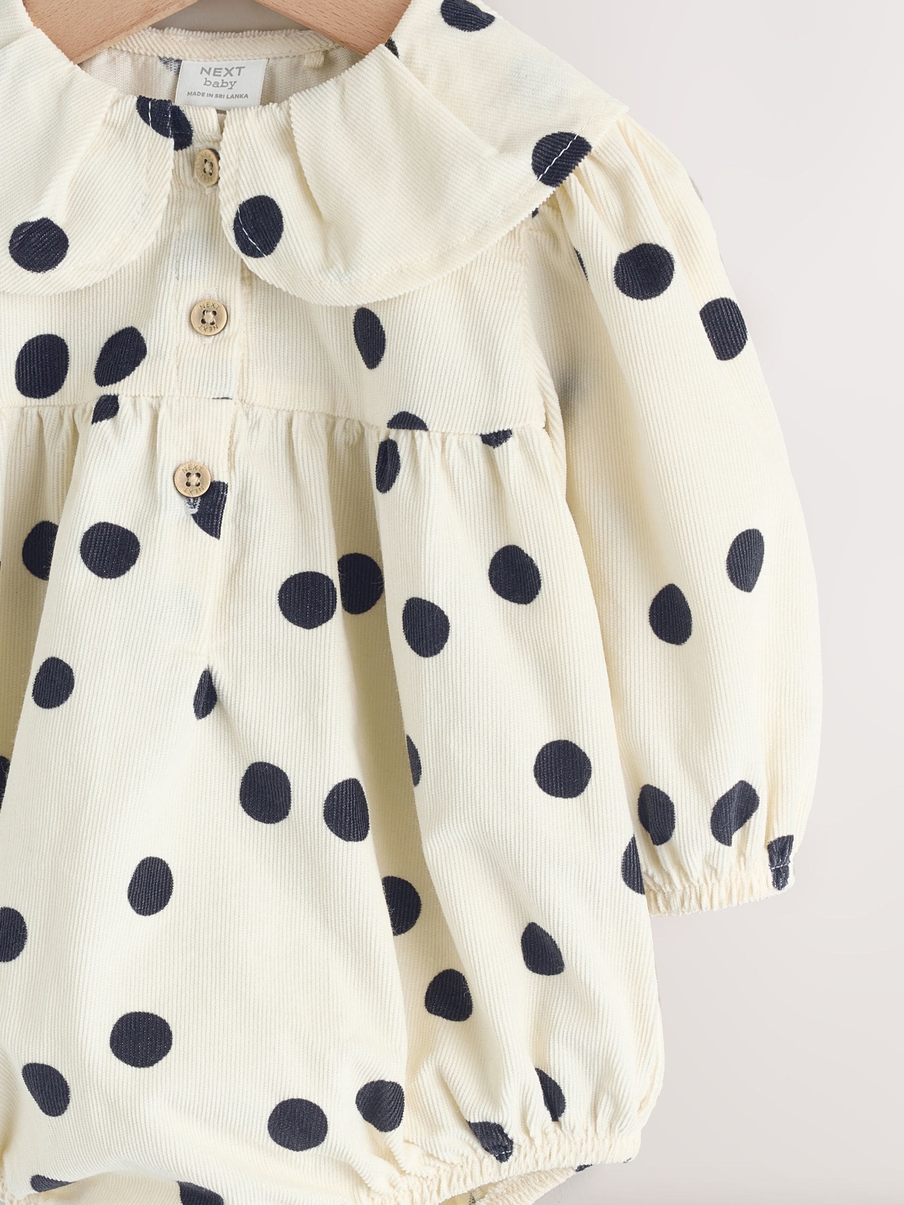 Cream/Charcoal Polka Dot Baby Bloomer Rompers Set 2 Piece with Tights (0mths-3yrs) image 7
