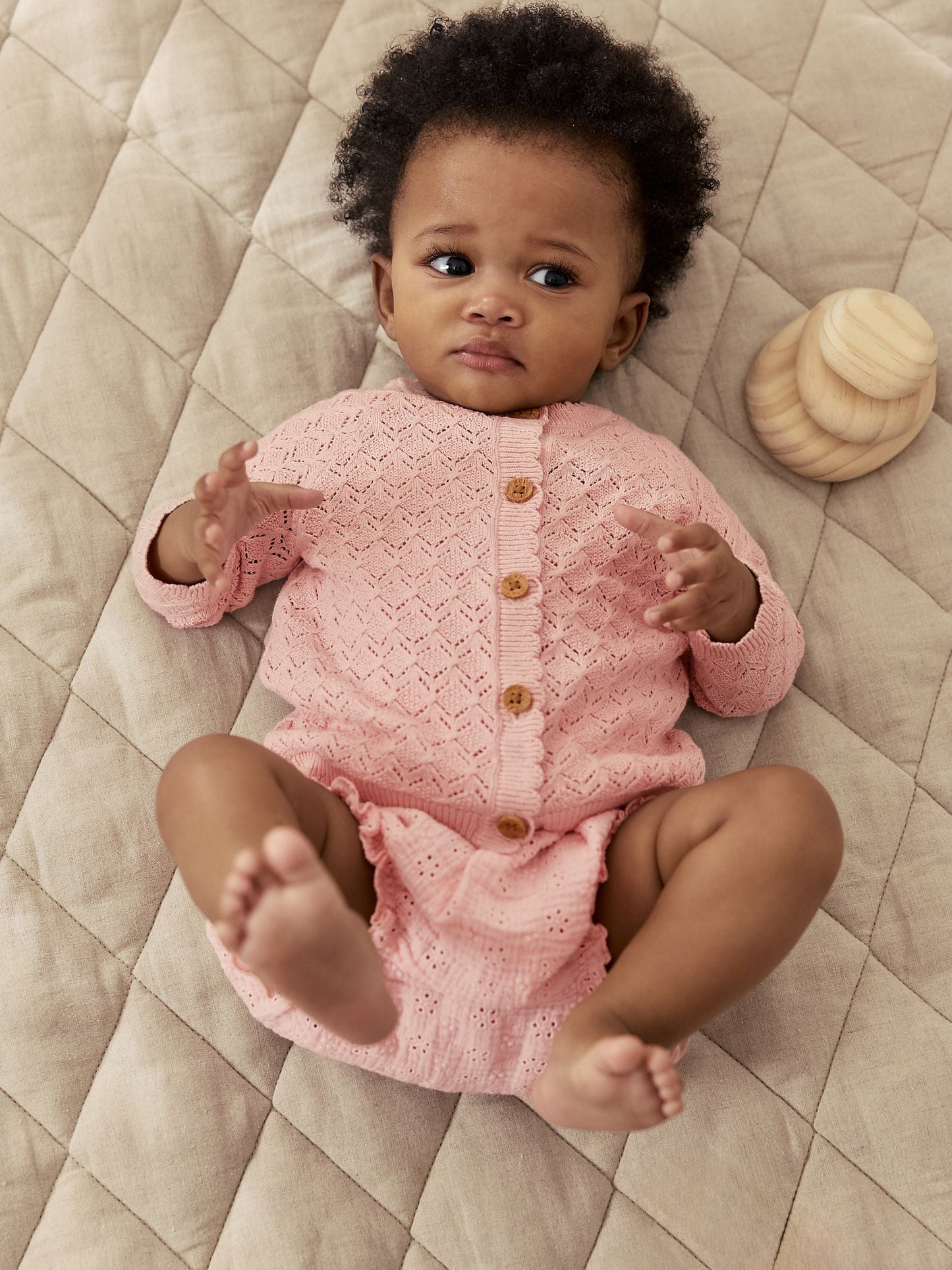 Pink knitted baby cardigan and knickers 2 Piece Set (0mths-2yrs) image 3