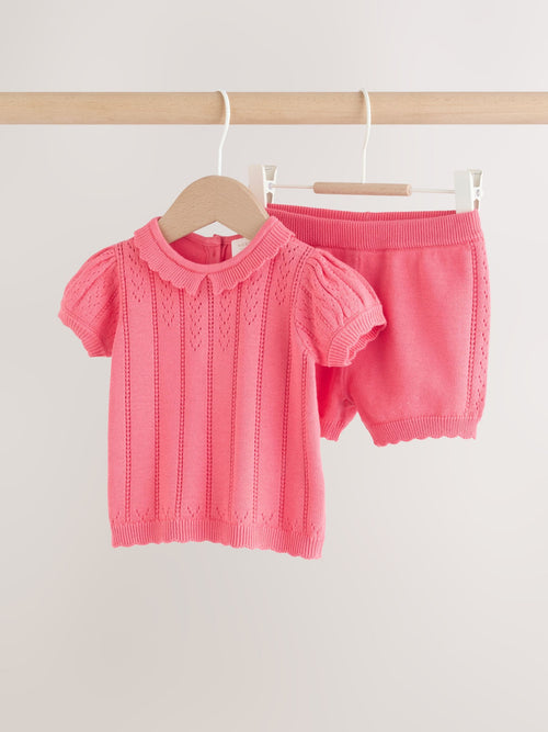 Dsiney Kidz - Pink Baby Knitted Top and Shorts Set 2 Piece (0mths-2yrs) image 1