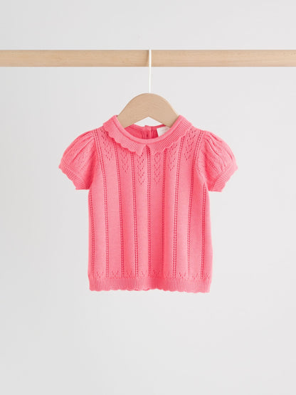 Pink Baby Knitted Top and Shorts Set 2 Piece (0mths-2yrs) image 8