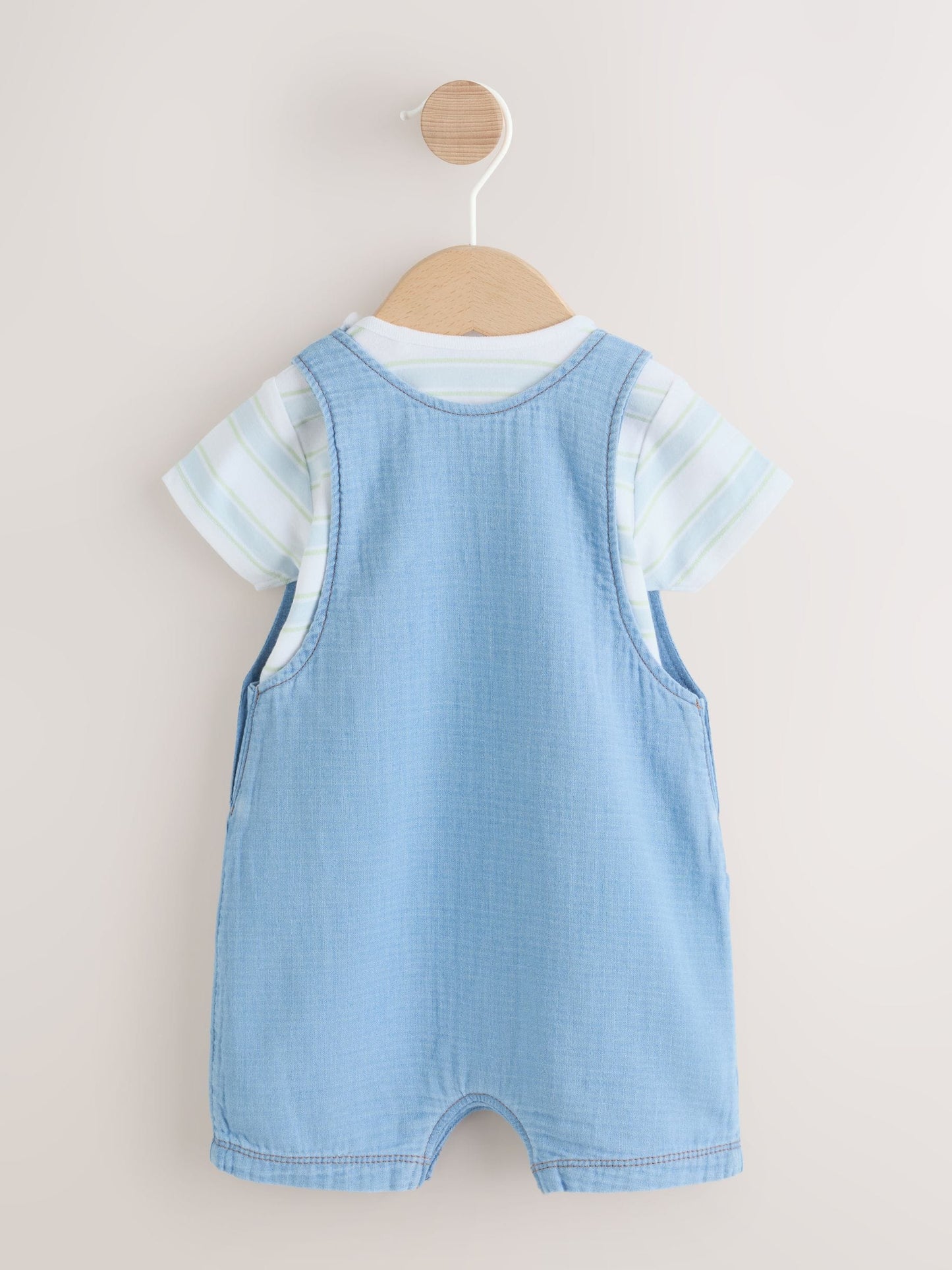 Blue Bear Woven Dungarees and Bodysuit Baby Set (0mths-2yrs) image 5