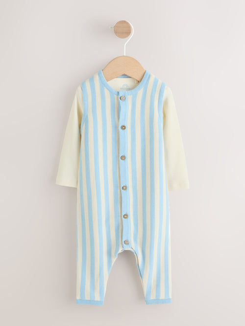 Blue Stripe Baby Knitted Dunagrees and Bodysuit Set (0mths-2yrs) image 1