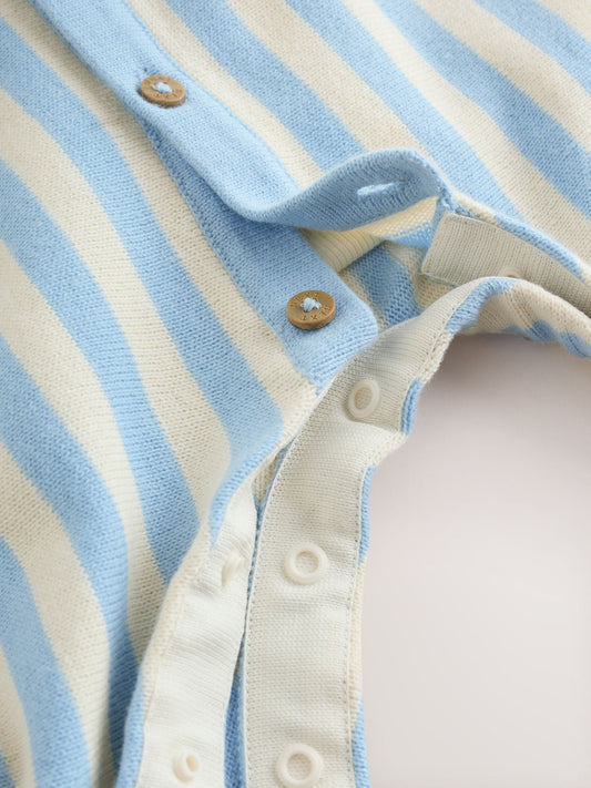 Blue Stripe Baby Knitted Dunagrees and Bodysuit Set (0mths-2yrs) image 3