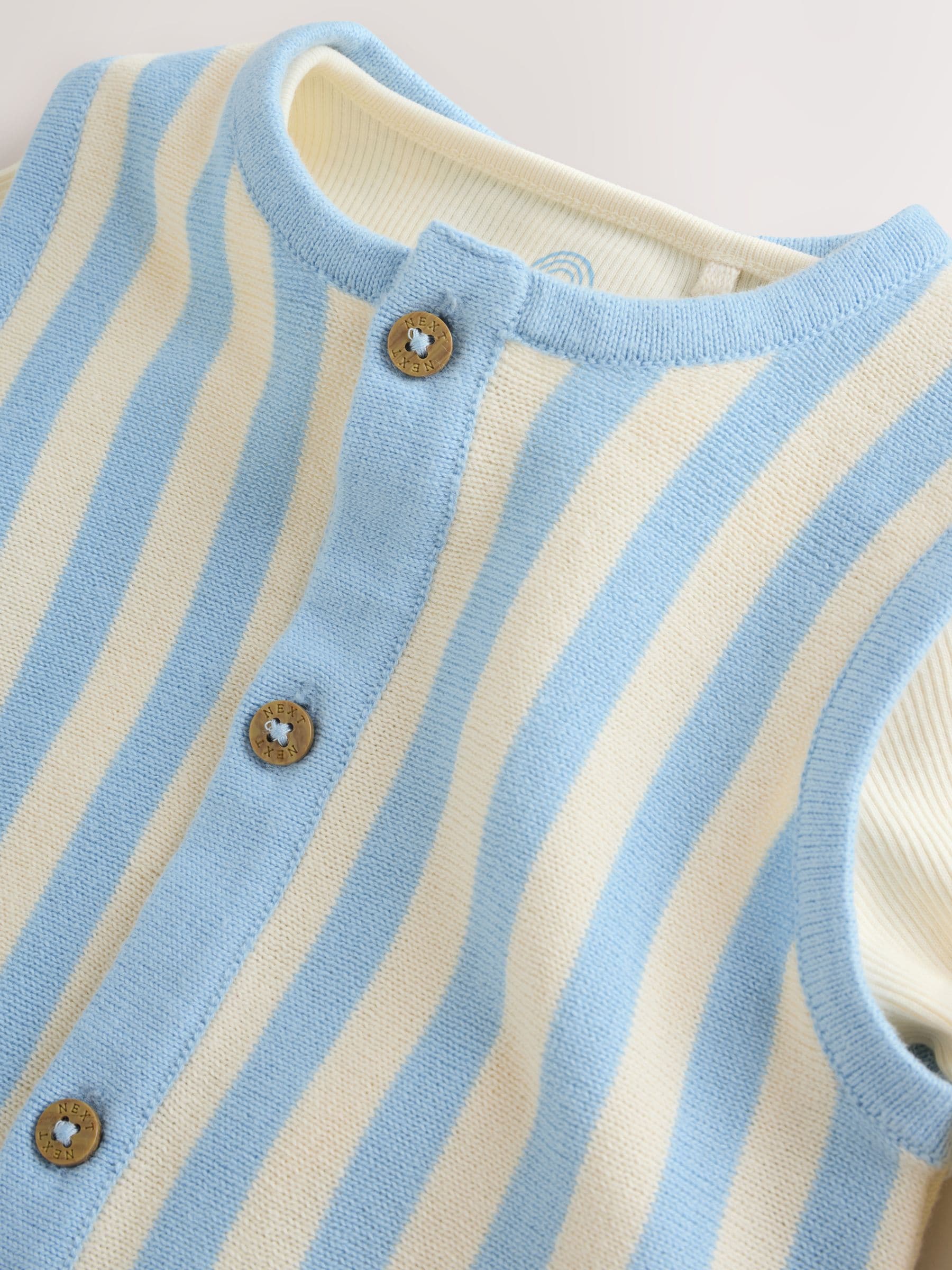 Blue Stripe Baby Knitted Dunagrees and Bodysuit Set (0mths-2yrs) image 5