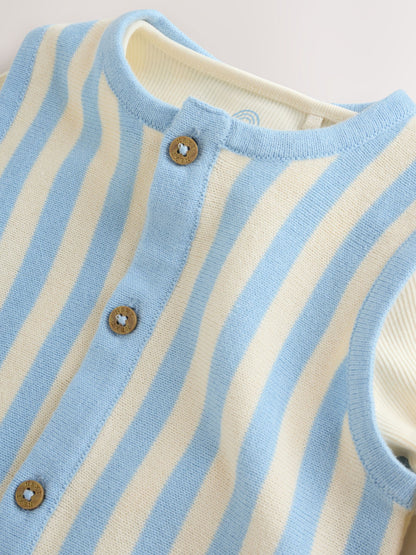Blue Stripe Baby Knitted Dunagrees and Bodysuit Set (0mths-2yrs) image 5