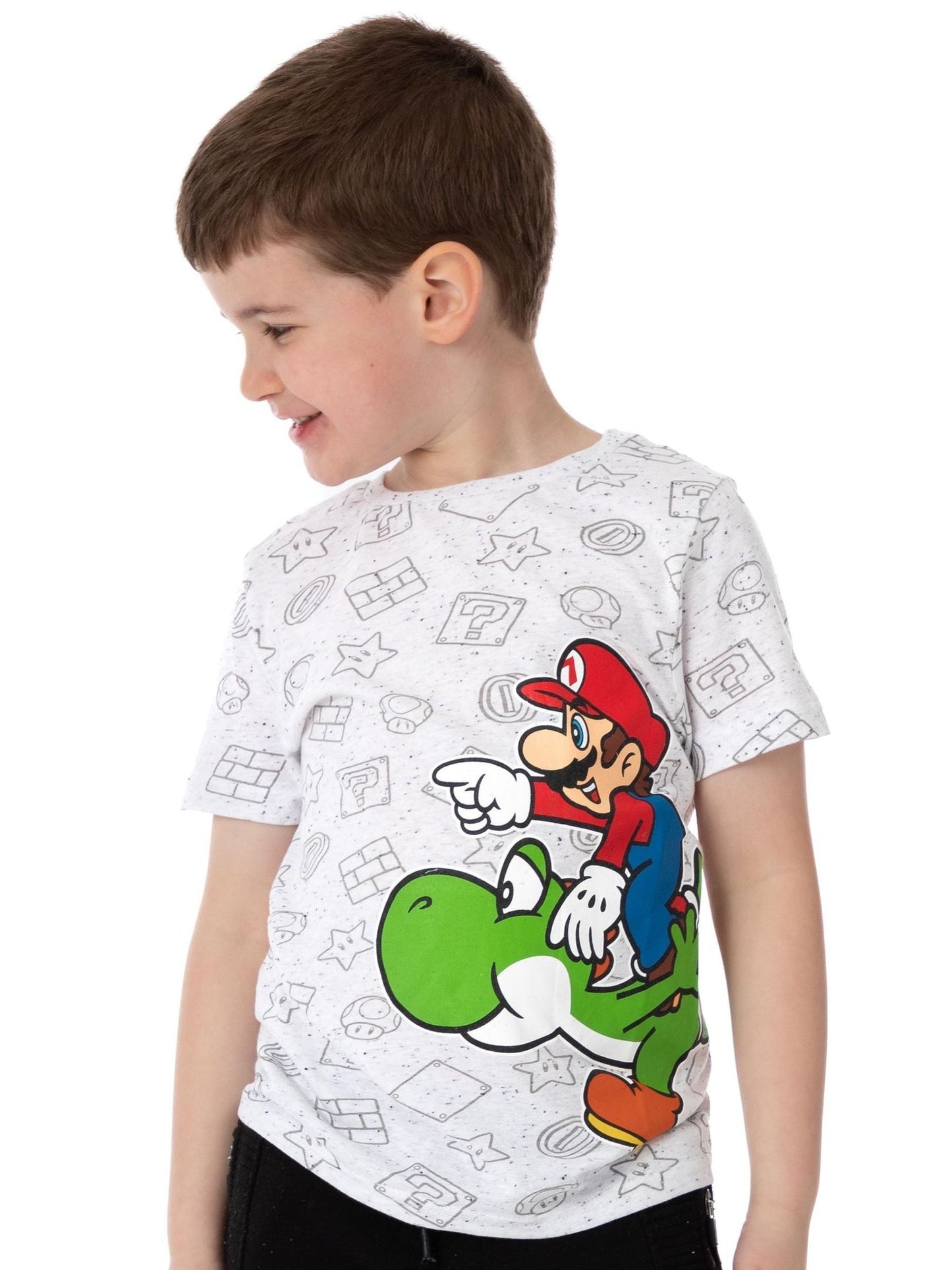 Dsiney Kidz - Vanilla Underground Grey Boys Nintendo Super Mario and Yoshi Short Sleeved T-Shirt image 1