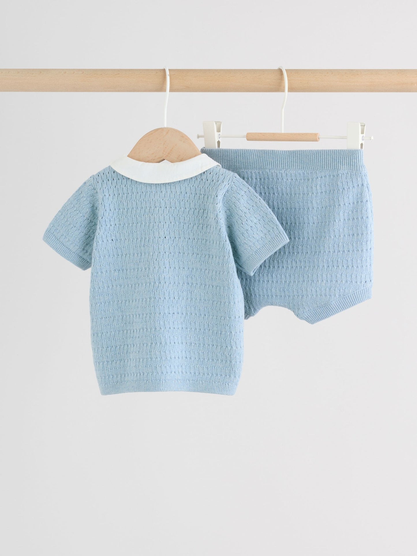 Blue Collared Knit Top and Shorts Baby Set (0mths-2yrs) image 6