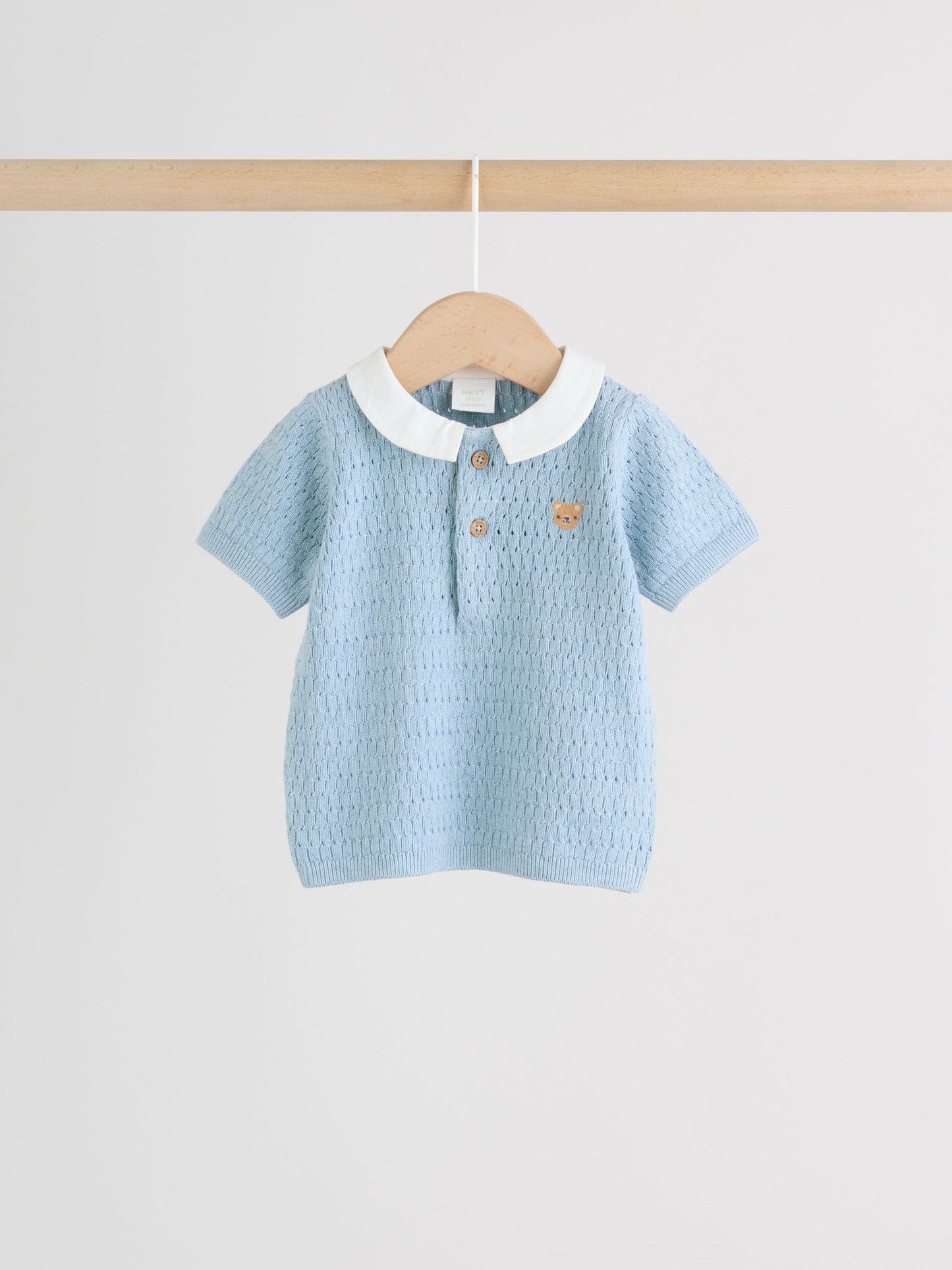 Blue Collared Knit Top and Shorts Baby Set (0mths-2yrs) image 7