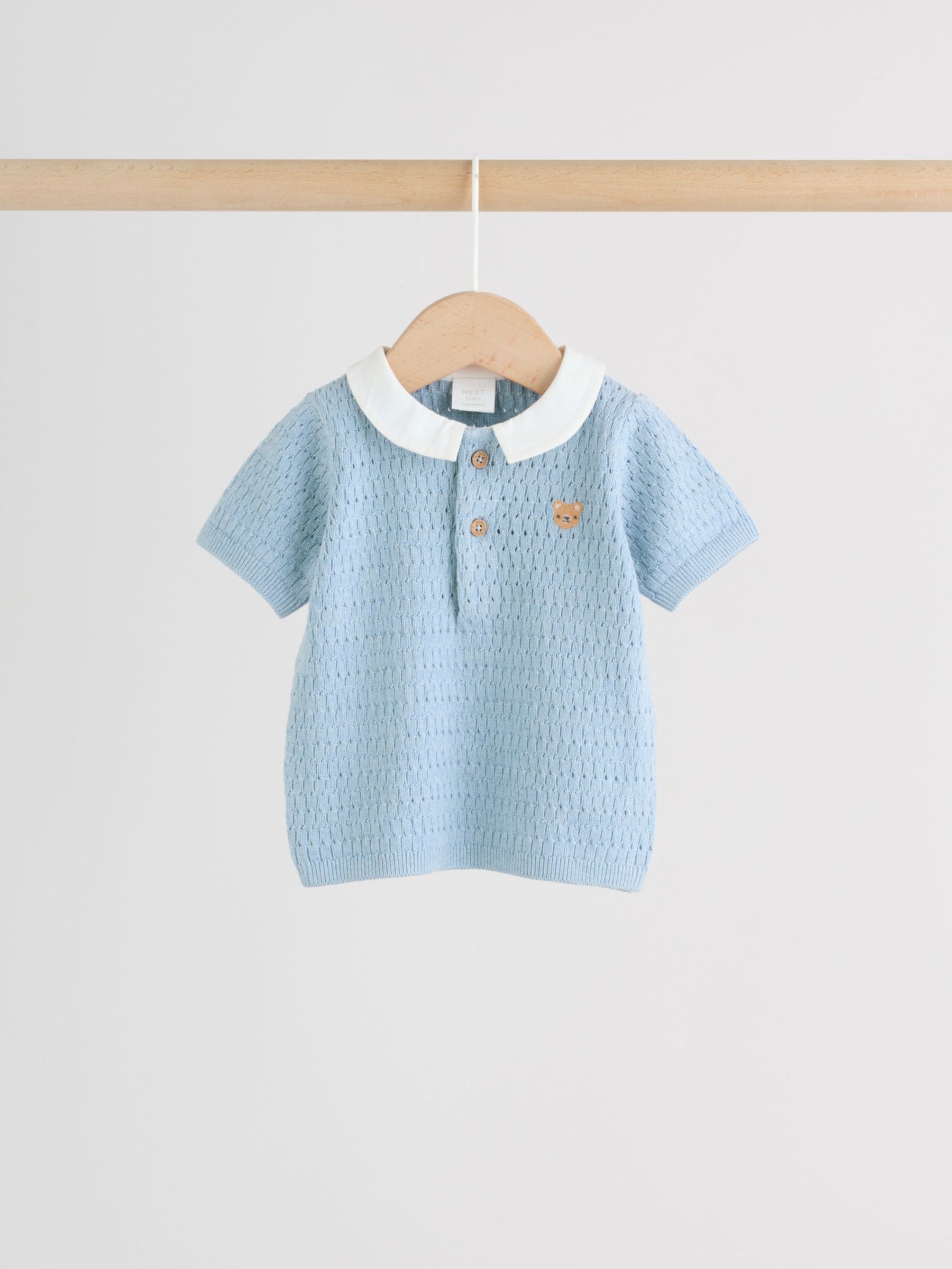 Blue Collared Knit Top and Shorts Baby Set (0mths-2yrs) image 7