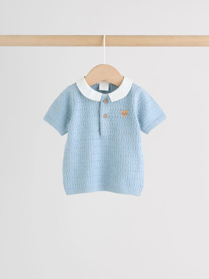 Blue Collared Knit Top and Shorts Baby Set (0mths-2yrs) image 7
