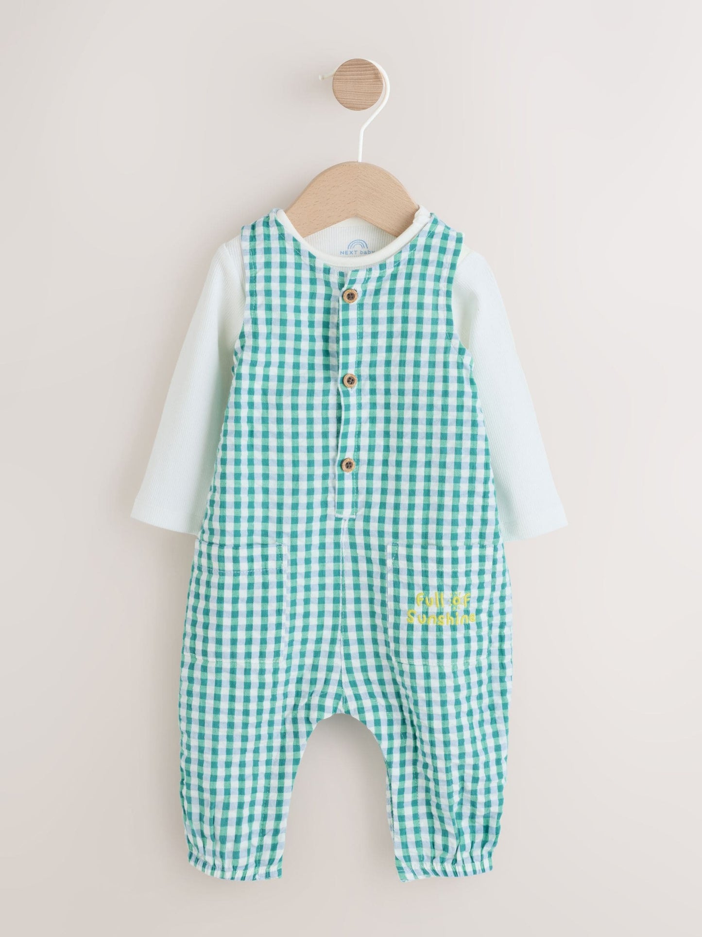 Green Gingham Dunagree and Bodysuits Baby Set (0mths-2yrs) image 5