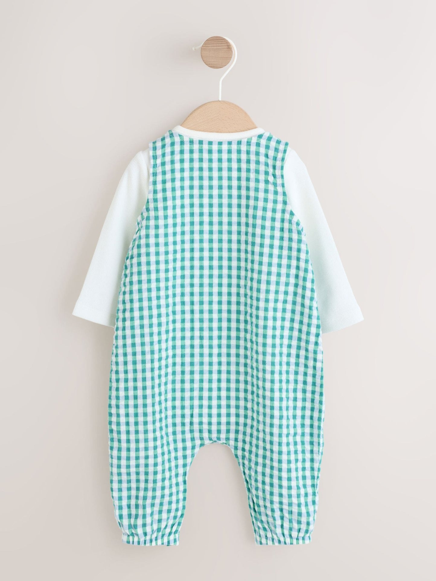 Green Gingham Dunagree and Bodysuits Baby Set (0mths-2yrs) image 6