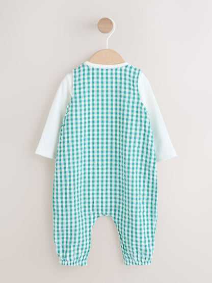 Green Gingham Dunagree and Bodysuits Baby Set (0mths-2yrs) image 6