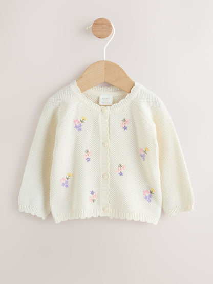 Dsiney Kidz - White Floral Embroidered Baby Cardigan (0mths-2yrs) image 1