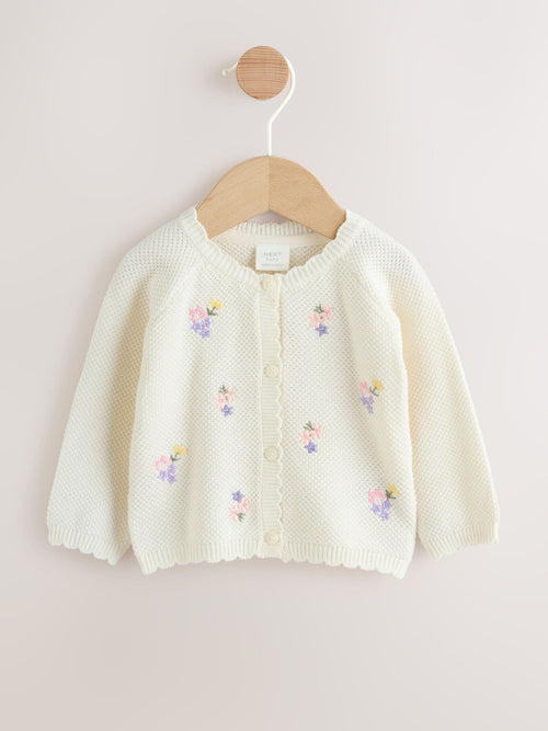 Dsiney Kidz - White Floral Embroidered Baby Cardigan (0mths-2yrs) image 1