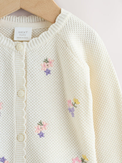 Dsiney Kidz - White Floral Embroidered Baby Cardigan (0mths-2yrs) image 3