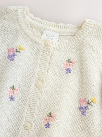 Dsiney Kidz - White Floral Embroidered Baby Cardigan (0mths-2yrs) image 4
