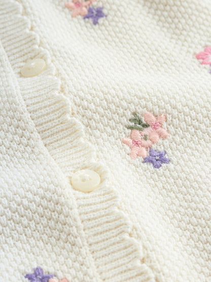Dsiney Kidz - White Floral Embroidered Baby Cardigan (0mths-2yrs) image 7