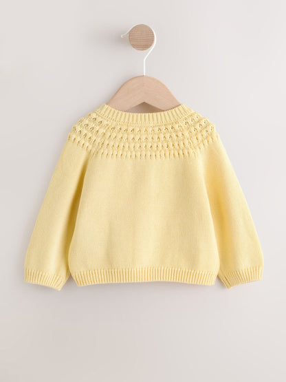 Dsiney Kidz - Yellow Heart Pocket Button Through Baby Cardigan (0mths-2yrs) image 2