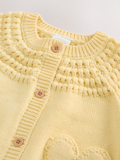 Dsiney Kidz - Yellow Heart Pocket Button Through Baby Cardigan (0mths-2yrs) image 4