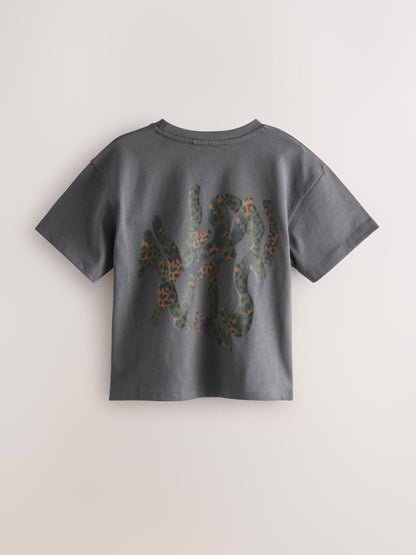 Dsiney Kidz - smALLSAINTS Charcoal Grey/Leopard Oversized Orlando Logo Crew Neck T-Shirt image 6
