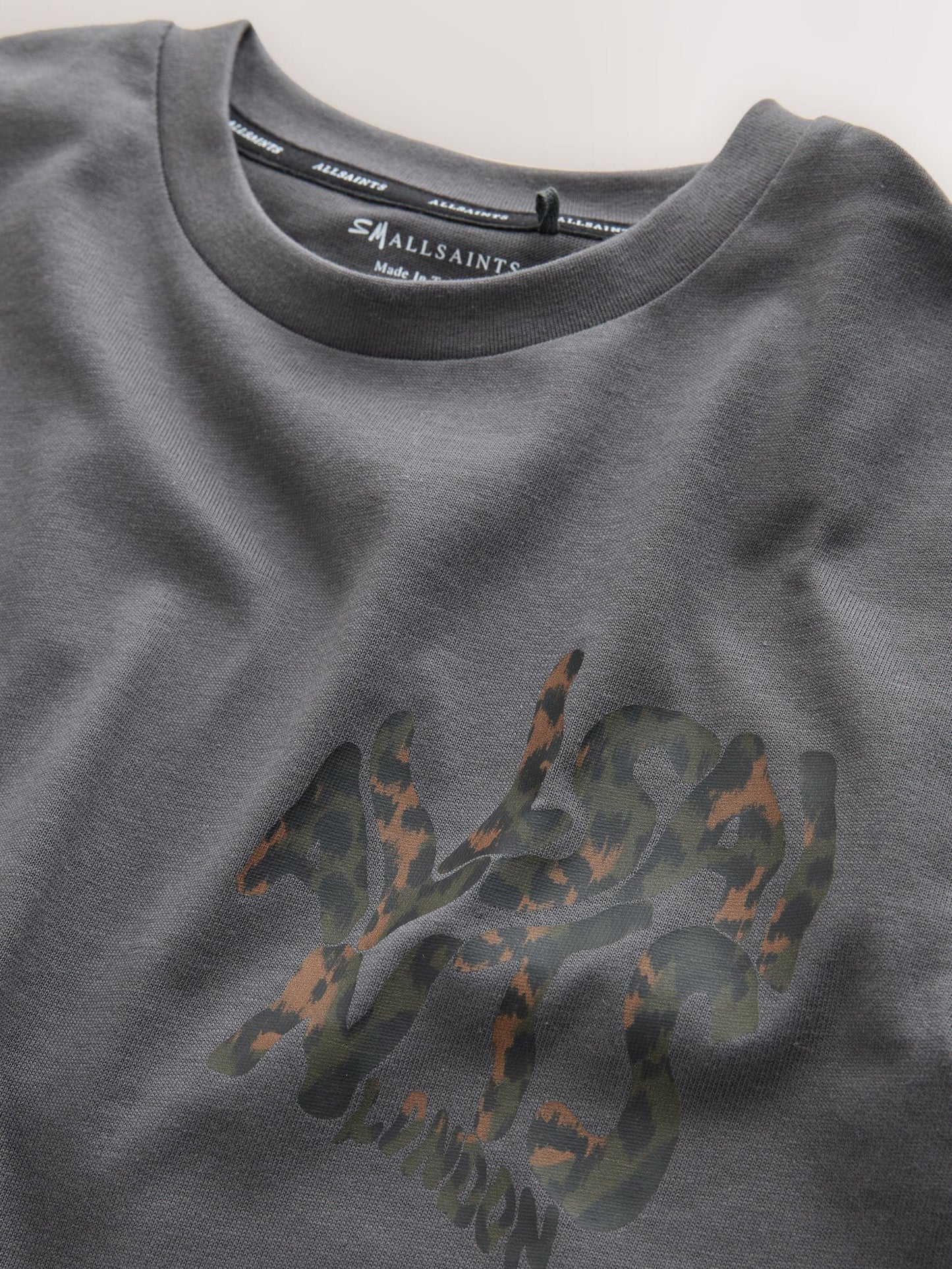 Dsiney Kidz - smALLSAINTS Charcoal Grey/Leopard Oversized Orlando Logo Crew Neck T-Shirt image 7