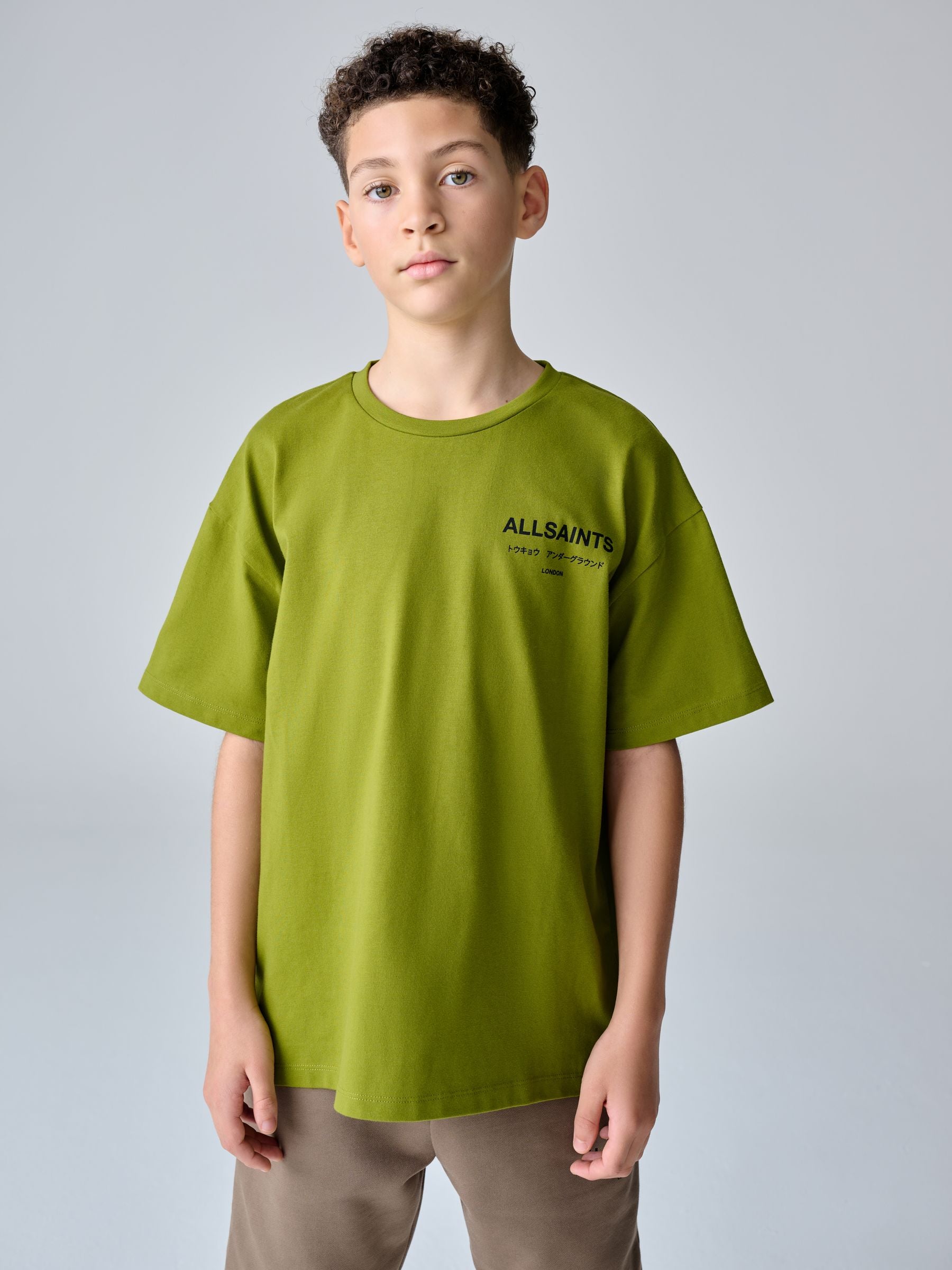 Dsiney Kidz - smALLSAINTS Green Oversized Underground Crew Neck Cotton T-Shirt image 1