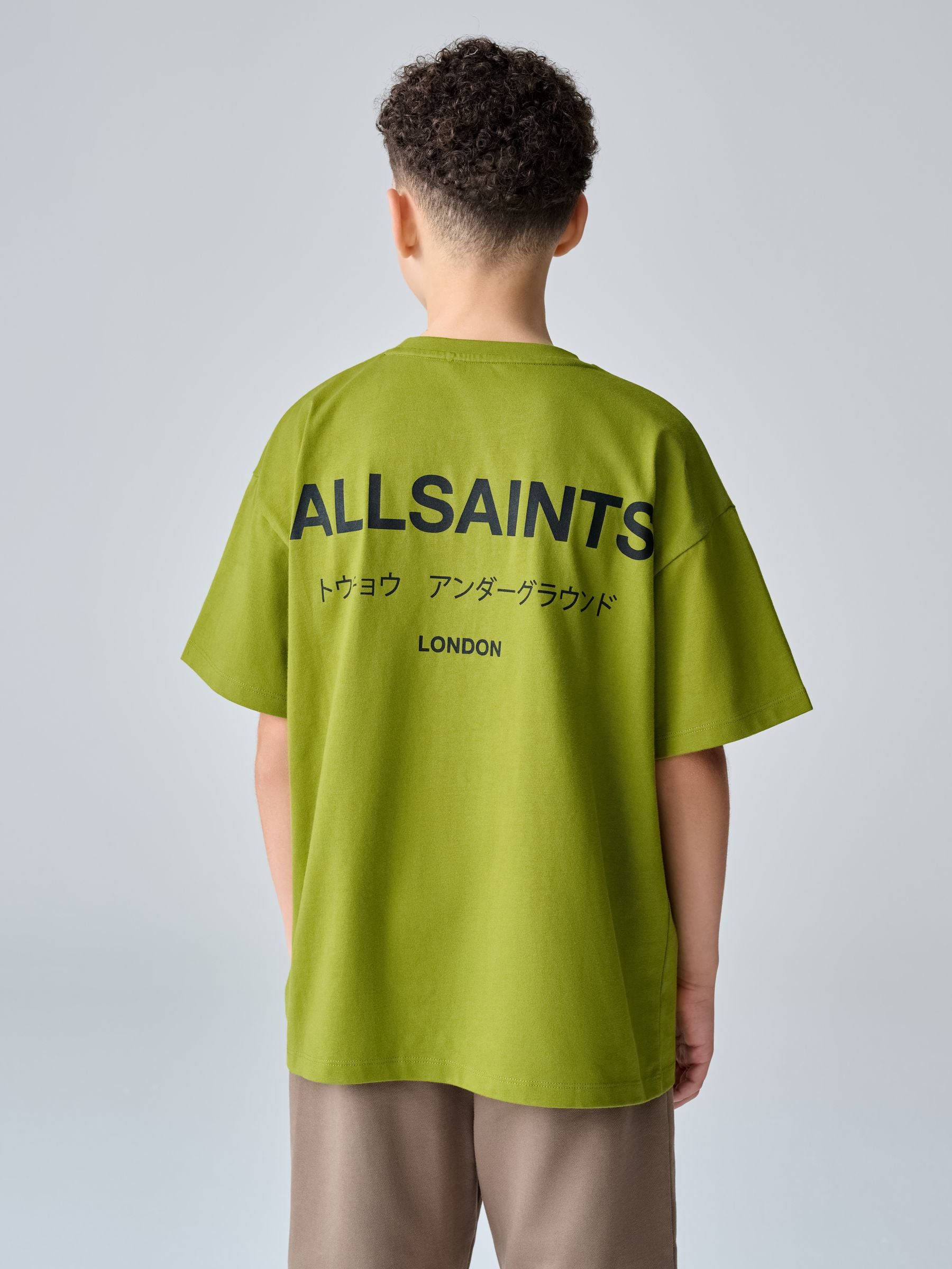 Dsiney Kidz - smALLSAINTS Green Oversized Underground Crew Neck Cotton T-Shirt image 2