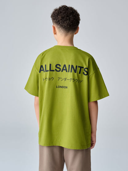 Dsiney Kidz - smALLSAINTS Green Oversized Underground Crew Neck Cotton T-Shirt image 2