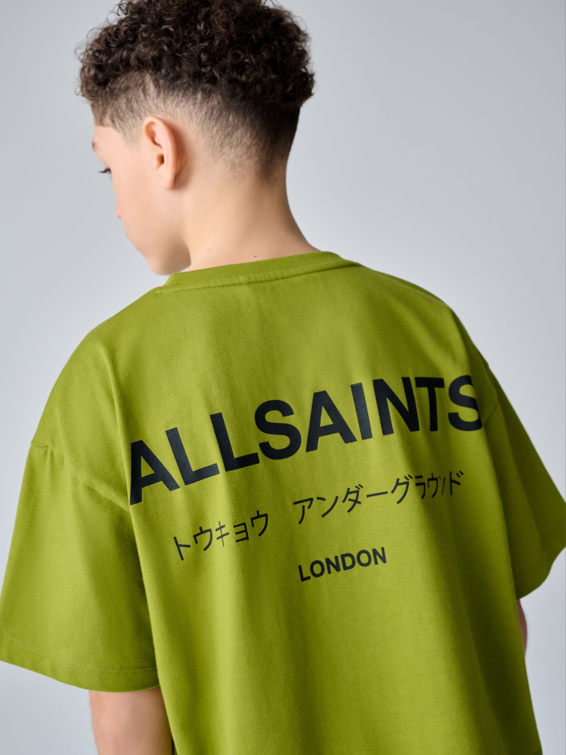 Dsiney Kidz - smALLSAINTS Green Oversized Underground Crew Neck Cotton T-Shirt image 3