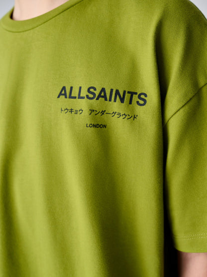 Dsiney Kidz - smALLSAINTS Green Oversized Underground Crew Neck Cotton T-Shirt image 4